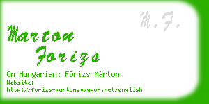 marton forizs business card