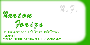 marton forizs business card